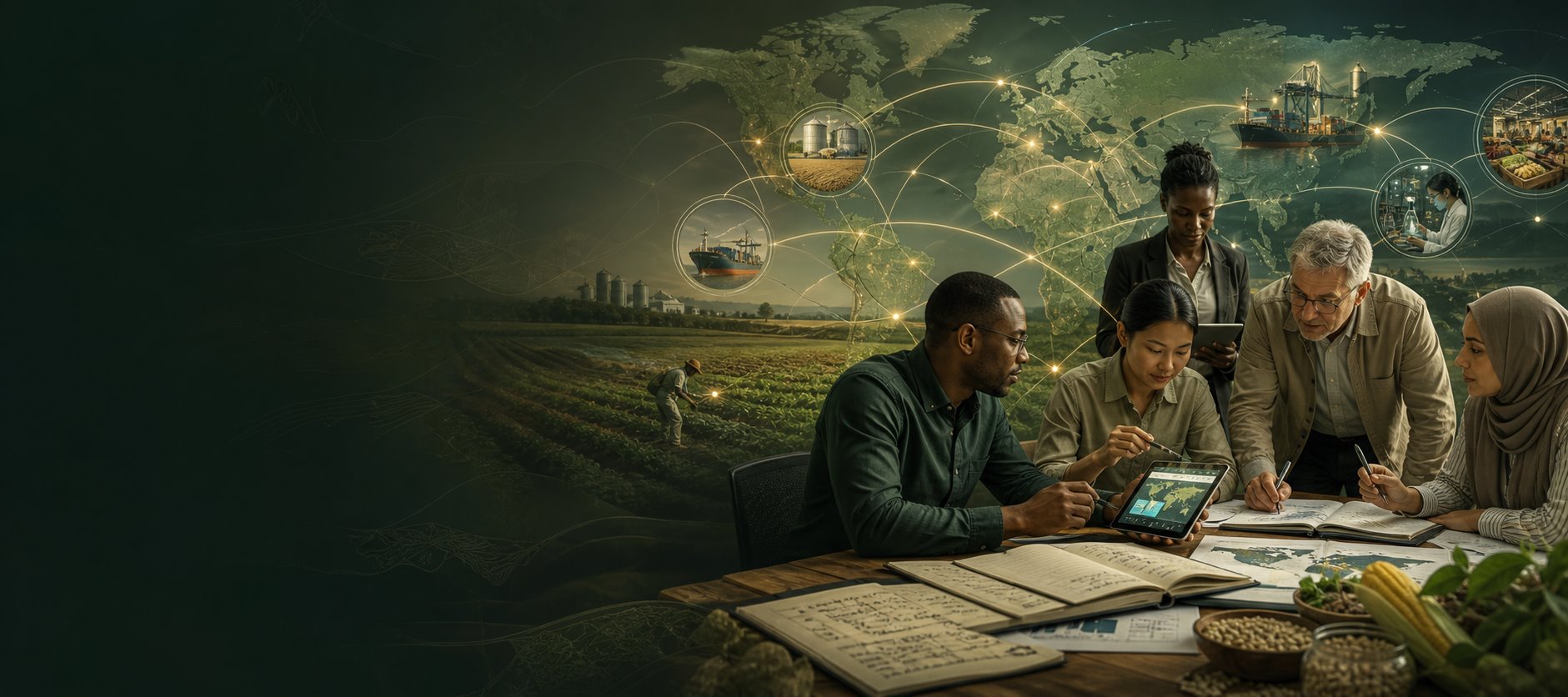 Global agricultural analysts reviewing verified regional and supply-chain intelligence